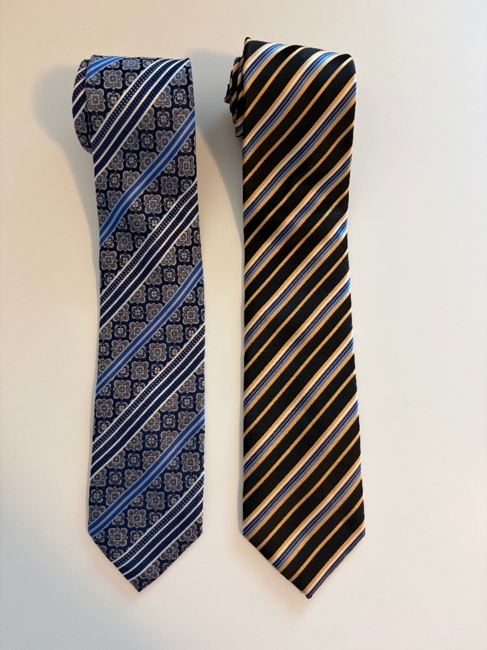 Lot of 2 Designer Ties Leone 100% Silk & Franco De Luca Italy Stripe Necktie Set